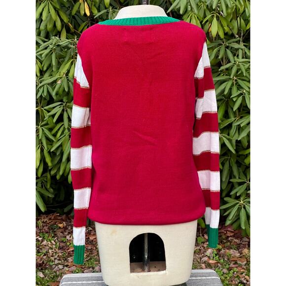 Rudolph Reindeer Ugly Christmas Sweater Peppermint Size S Unisex - Picture 4 of 6